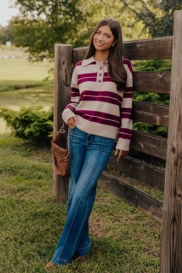 Cozy Haute Line Knit Sweater in Wine Image - 1