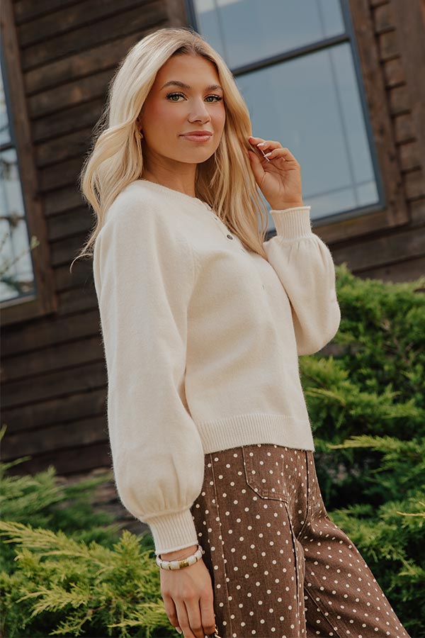 Chilly Day Knit Henley Sweater Top Image - 2