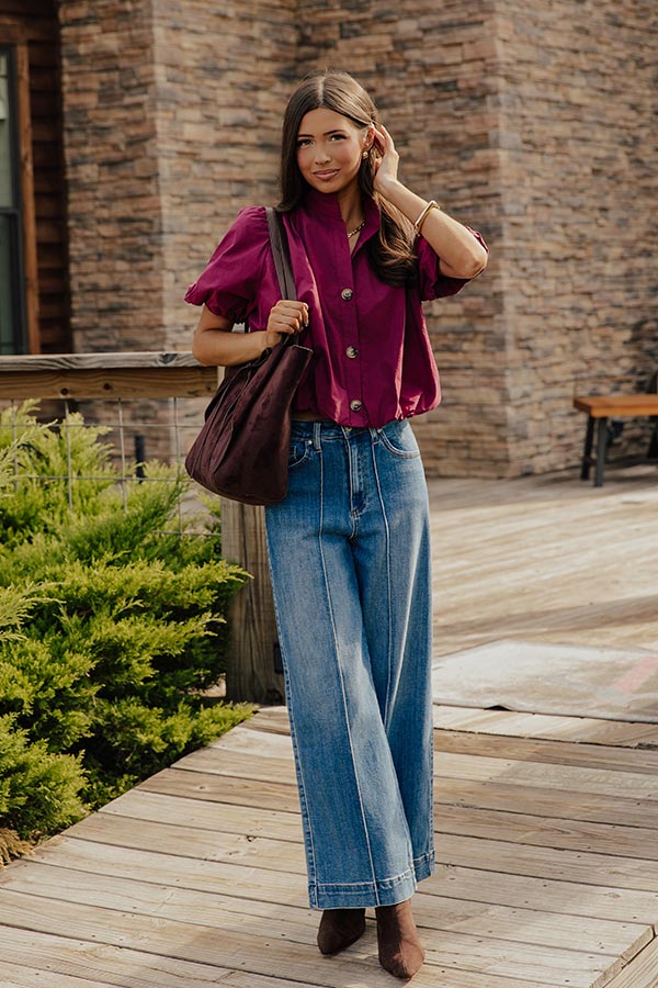 Remarkable Style Bubble Hem Top in Merlot Image - 2