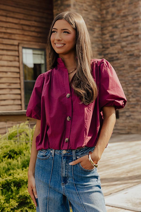 Remarkable Style Bubble Hem Top in Merlot Image - 1