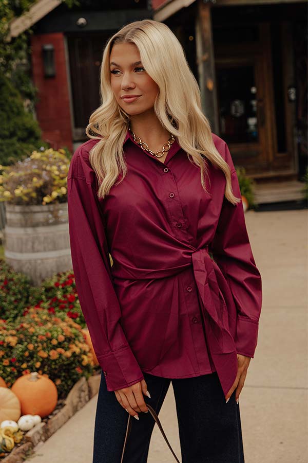 Pair With A Smile Side Tie Top in Merlot