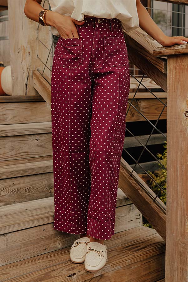 The Polly High Waist Wide Leg Pants in Wine Image - 1
