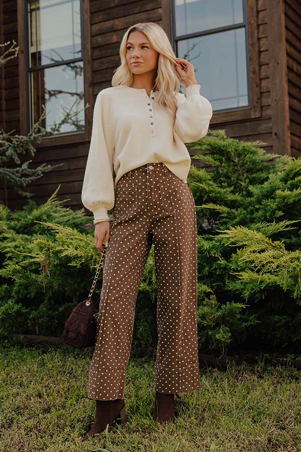 The Polly High Waist Wide Leg Pants in Chocolate Image - 1
