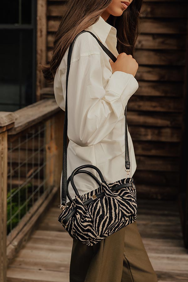 The Selena Woven Purse in Zebra Print Image - 1