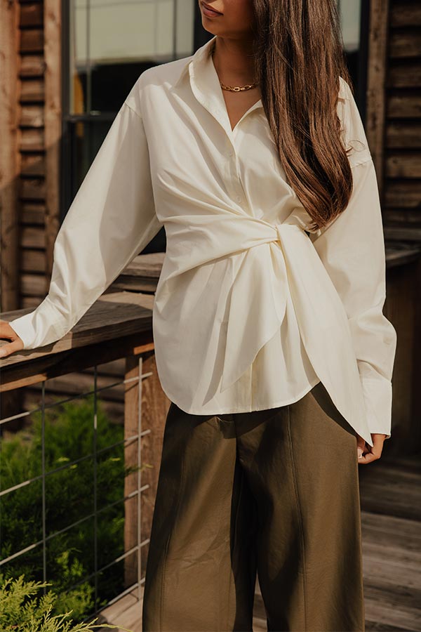 Pair With A Smile Side Tie Top in Cream Image - 2
