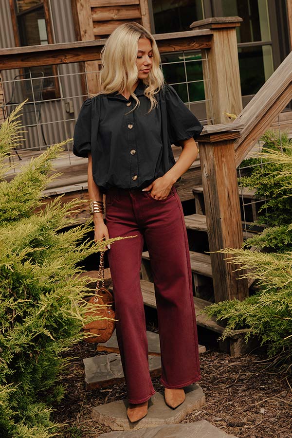 Remarkable Style Bubble Hem Top in Black Image - 2