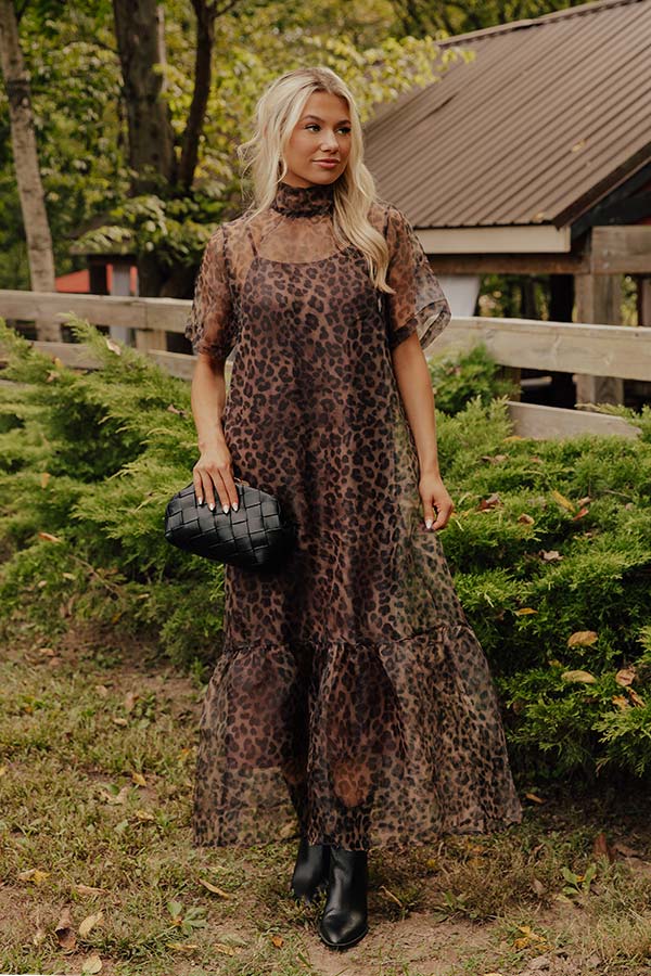Lost In Love Organza Leopard Maxi Dress Image - 2