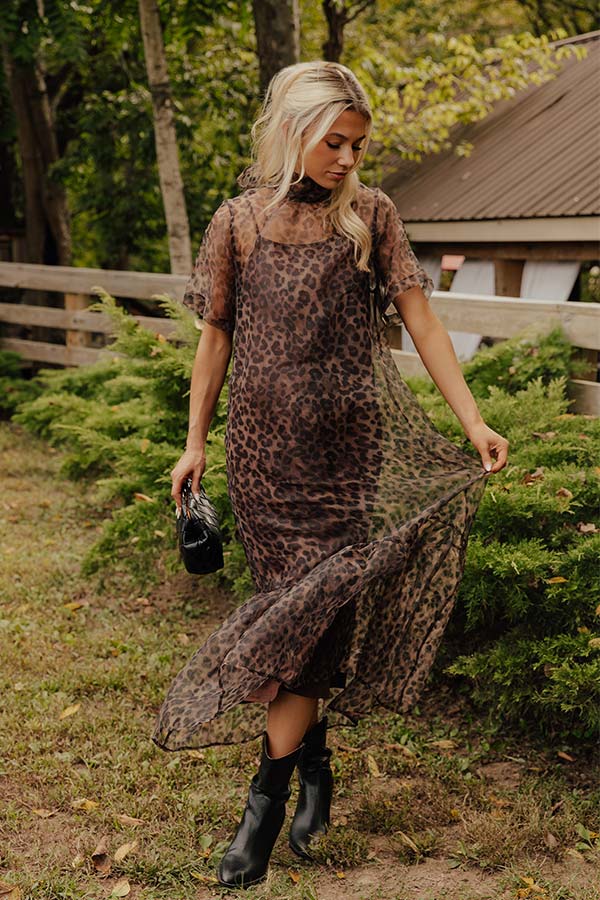 Lost In Love Organza Leopard Maxi Dress Image - 1