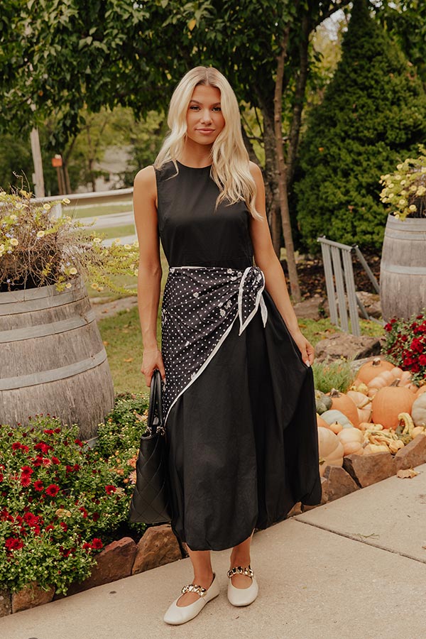 Charmed To Meet You Side Tie Midi Dress in Black Image - 2