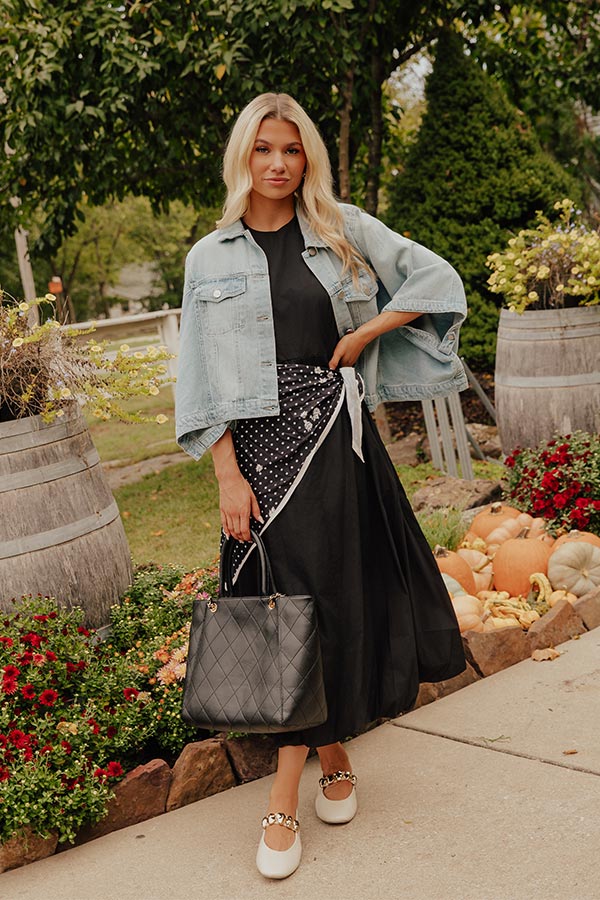 Charmed To Meet You Side Tie Midi Dress in Black Image - 1