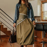 Charmed To Meet You Side Tie Midi Dress in Martini Olive Image - 1