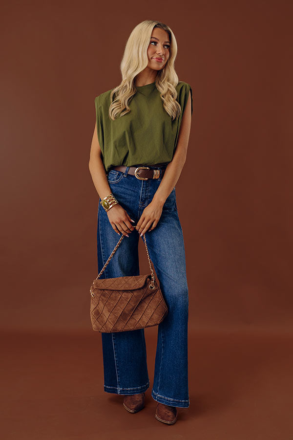 Material Girl Bubble Hem Top in Olive Image - 1