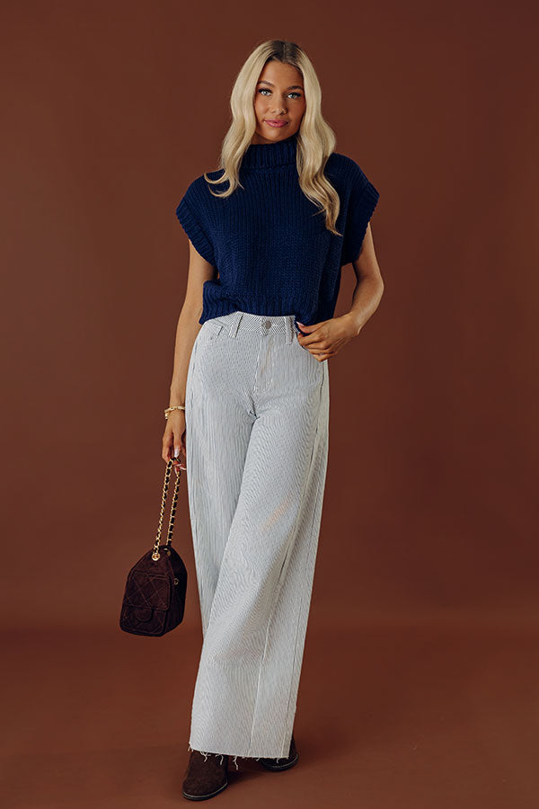 Coffee Shop Charm Knit Sweater Top in Navy Image - 2