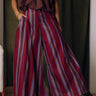 The Harmony High Waist Stripe Palazzo Pants in Wine Image - 1