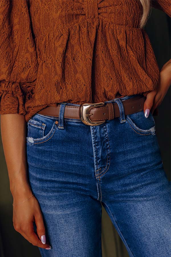Classic Look Faux Leather Belt in Chocolate