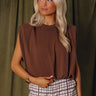 Material Girl Bubble Hem Top in Chocolate Image - 1