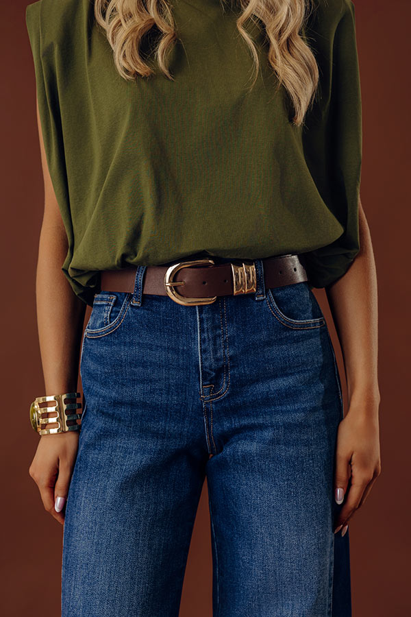 Classic Moment Faux Leather Belt in Dark Brown Image - 1