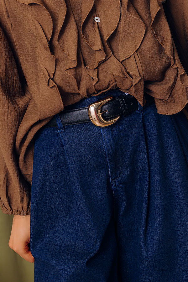 Classic Look Faux Leather Belt in Black Image - 1