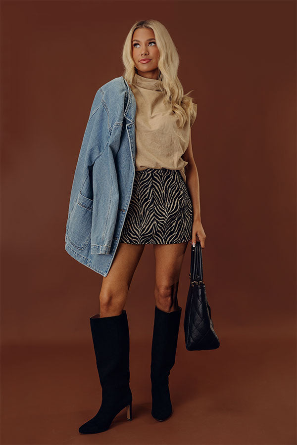 The Lindsey High Waist Zebra Mini Skirt
