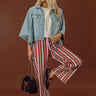 The Cindy High Waist Stripe Barrel Leg Pants in Chocolate Image - 1
