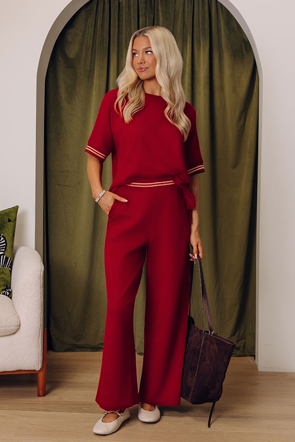 Getaway Plans High Waist Wide Leg Pants in Crimson Image - 2
