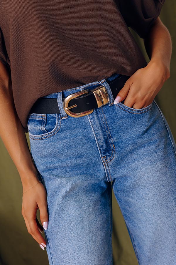 Classic Moment Faux Leather Belt in Black