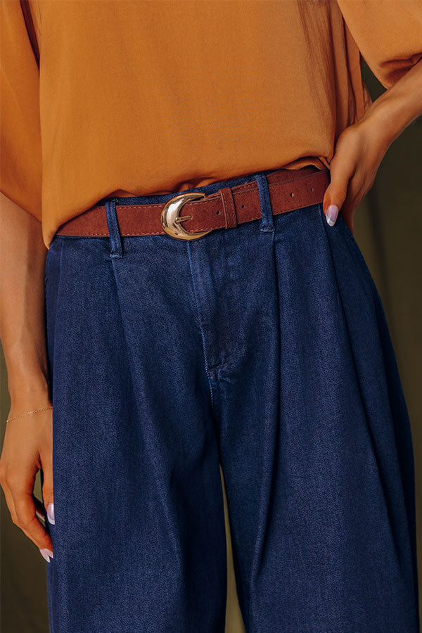 Simple Moment Faux Suede Belt in Dark Cinnamon