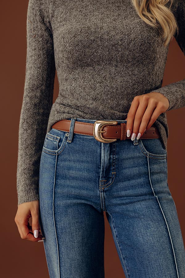 Classic Look Faux Leather Belt in Brown
