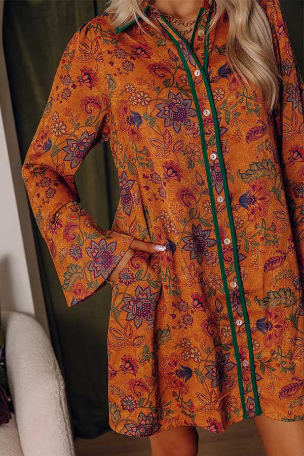Falling Leaves Floral Mini Dress Image - 2