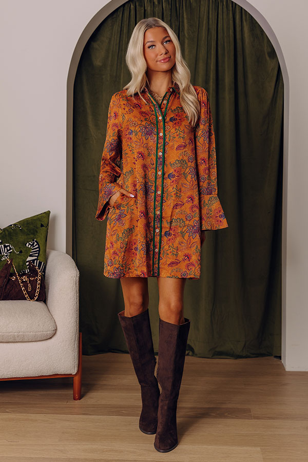 Falling Leaves Floral Mini Dress
