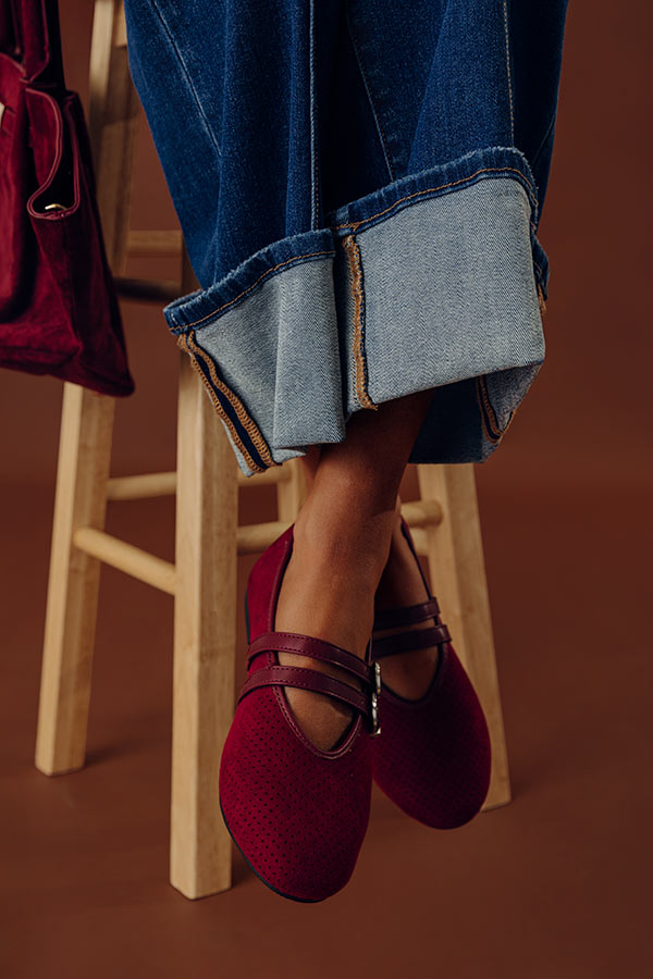 The Janie Faux Suede Perforated Flats Image - 2