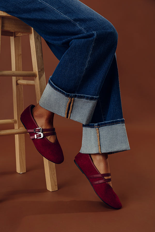 The Janie Faux Suede Perforated Flats