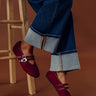 The Janie Faux Suede Perforated Flats Image - 1