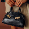 Fable Faux Leather Crocodile Embossed Purse in Black Image - 1