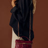 Snow Faux Leather Quilted Crossbody in Wine Image - 1