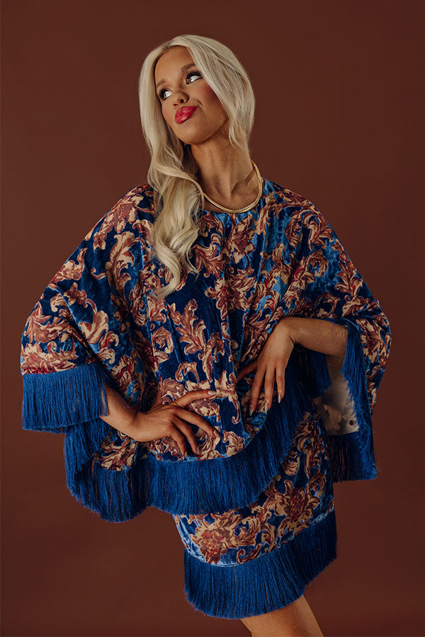 Posh Mode Floral Velvet Burnout Poncho Top