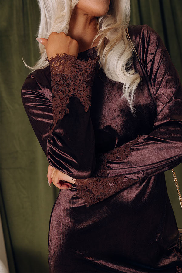Evening Bliss Velvet Mini Dress in Dark Chocolate Image - 2