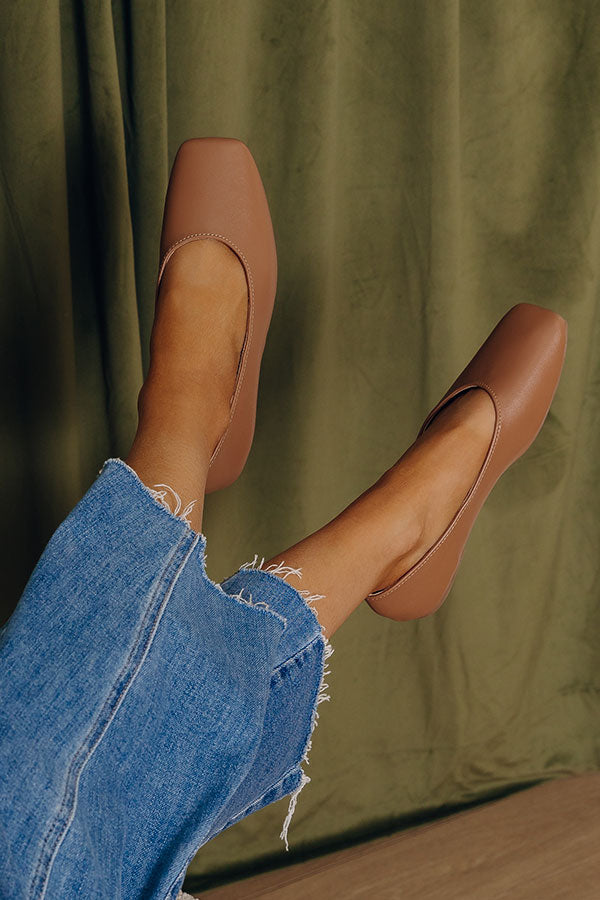 The Melanie Faux Leather Flats in Iced Mocha Image - 1