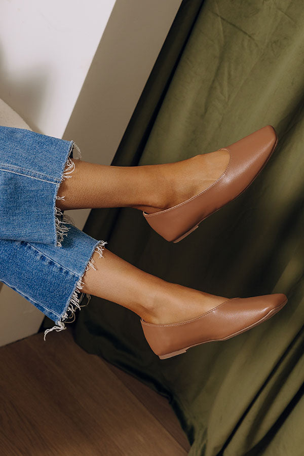 The Melanie Faux Leather Flats in Iced Mocha Image - 2