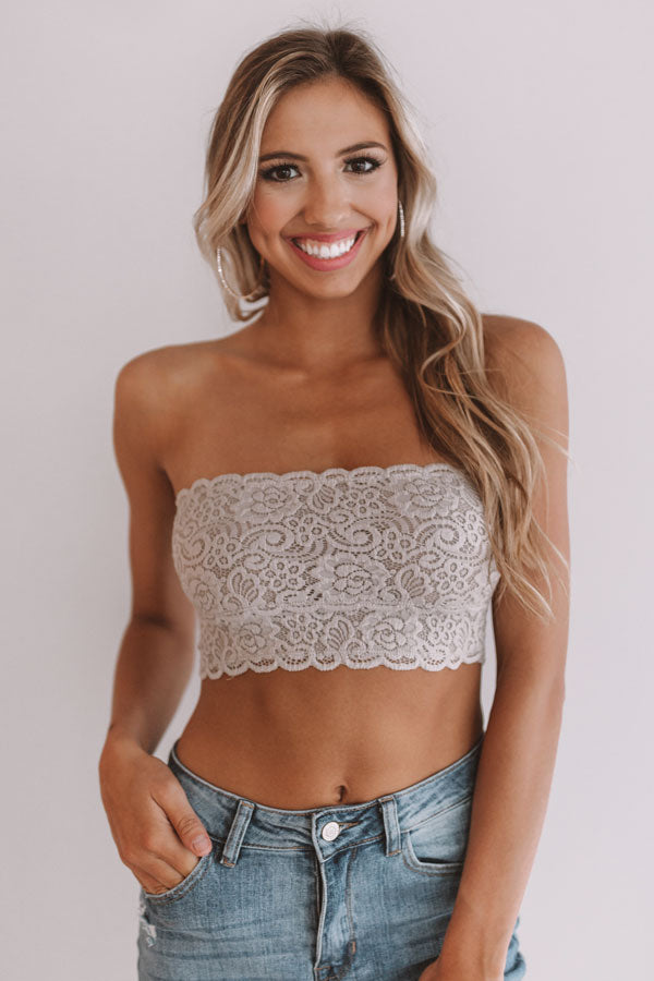 Scallop Lace Bandeau in Taupe