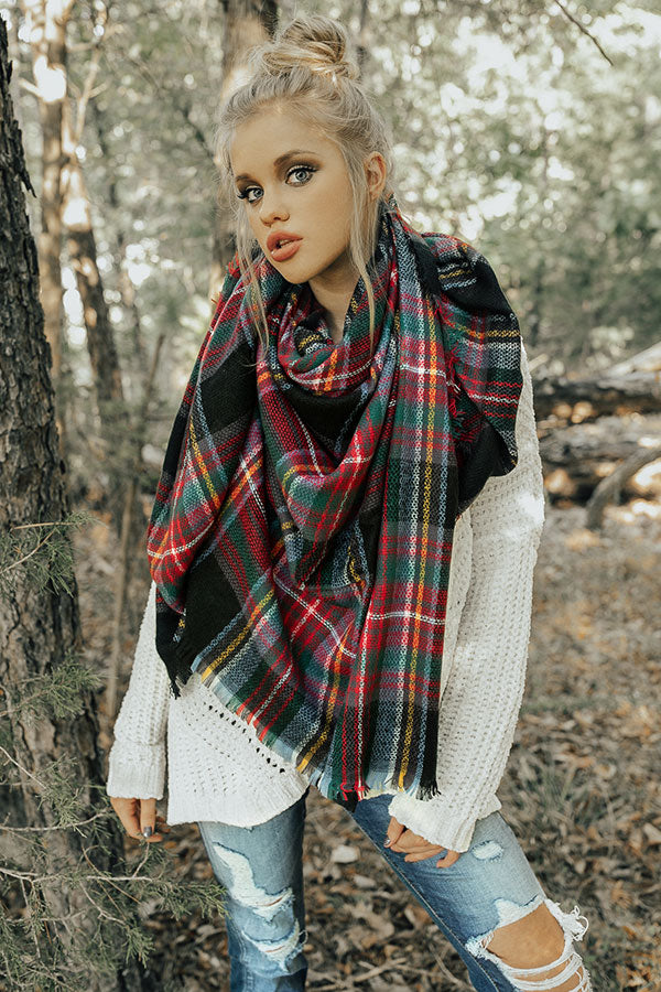 Cozy Love Blanket Scarf In Black