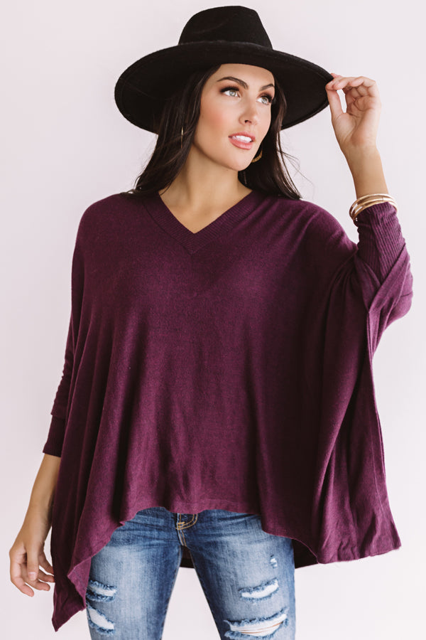 Sky's The Limit Tunic Sweater in Maroon