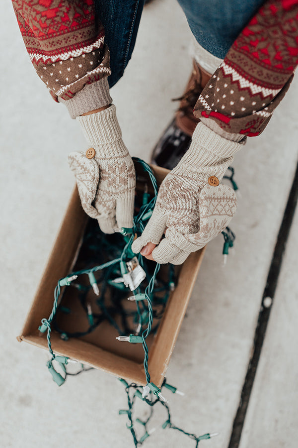 Snowflake Chic Converter Gloves in Beige