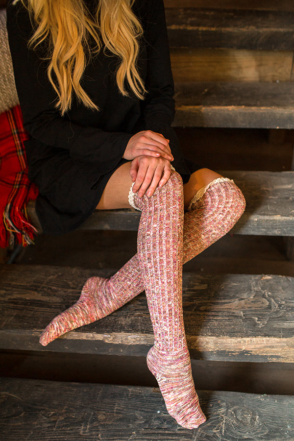 Holiday Hottie Over The Knee Socks in Wine Multi