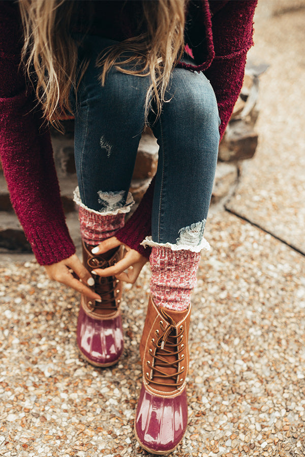 Holiday Hottie Over The Knee Socks in Wine Multi