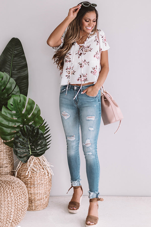 Charmed I'm Sure Flutter Top in White