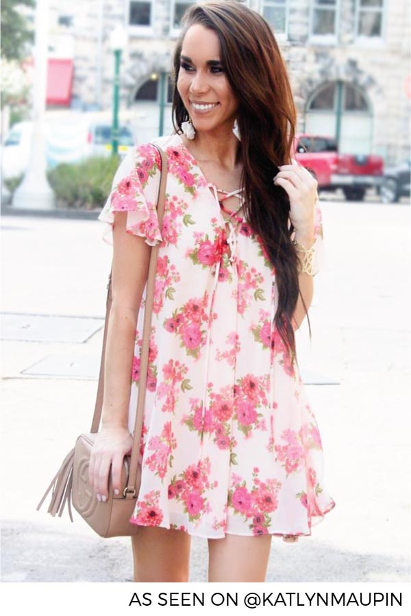 The Gemma Lace Up Tunic Dress In Patio Pretty Chiffon The Gemma Lace Up Tunic Dress In Patio Pretty Chiffon