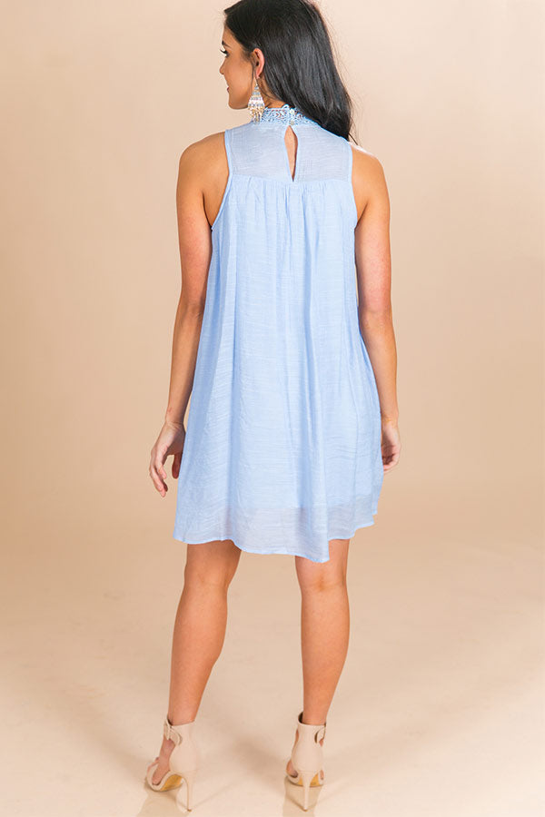 Something Borrowed Crochet Dress in Sky Blue