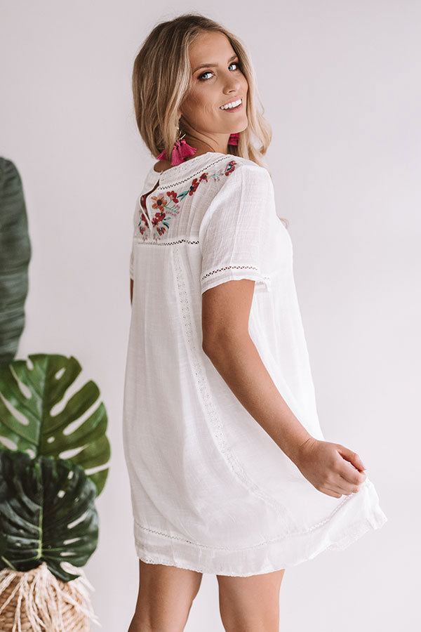 Meet Me in Paradise Shift Dress in White