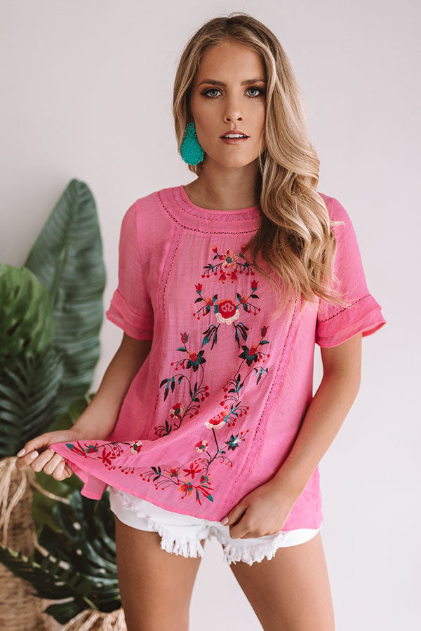 Meet Me In Paradise Shift Top In Pink